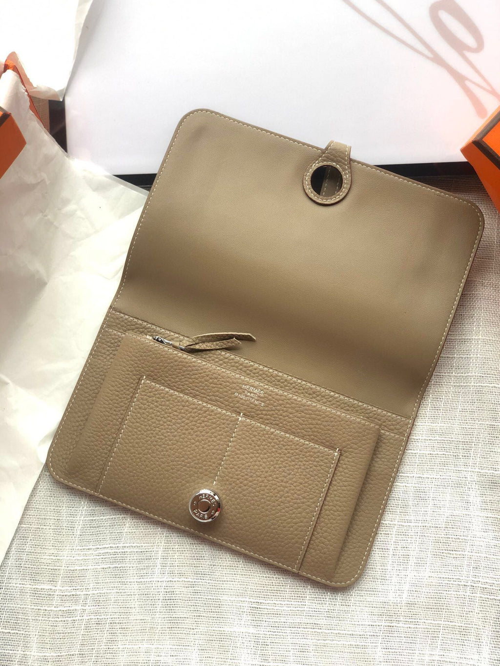 HERMES Dogon Wallet 20 Brown Togo Shw