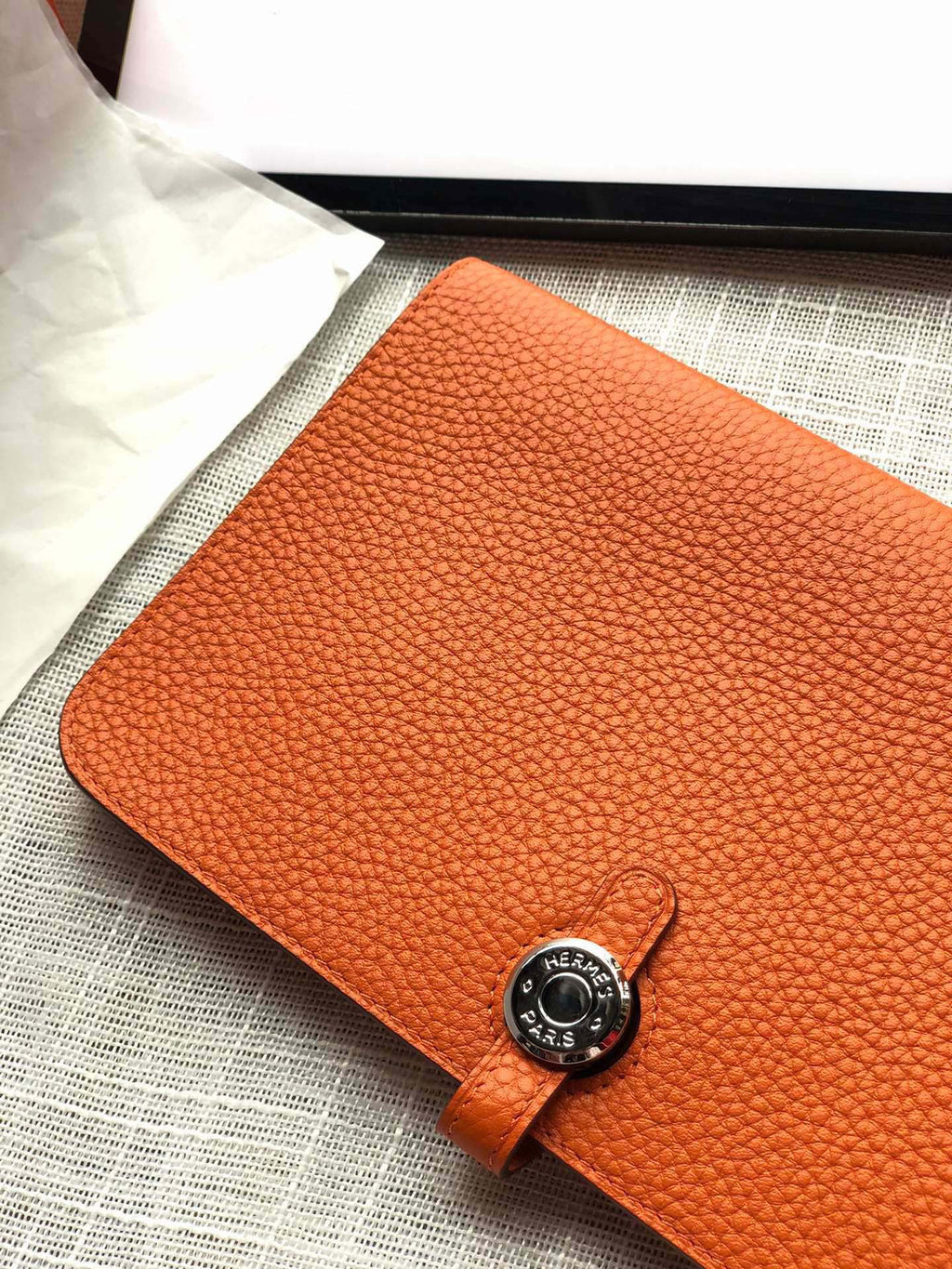 HERMES Dogon Wallet 20 Orange Togo Shw