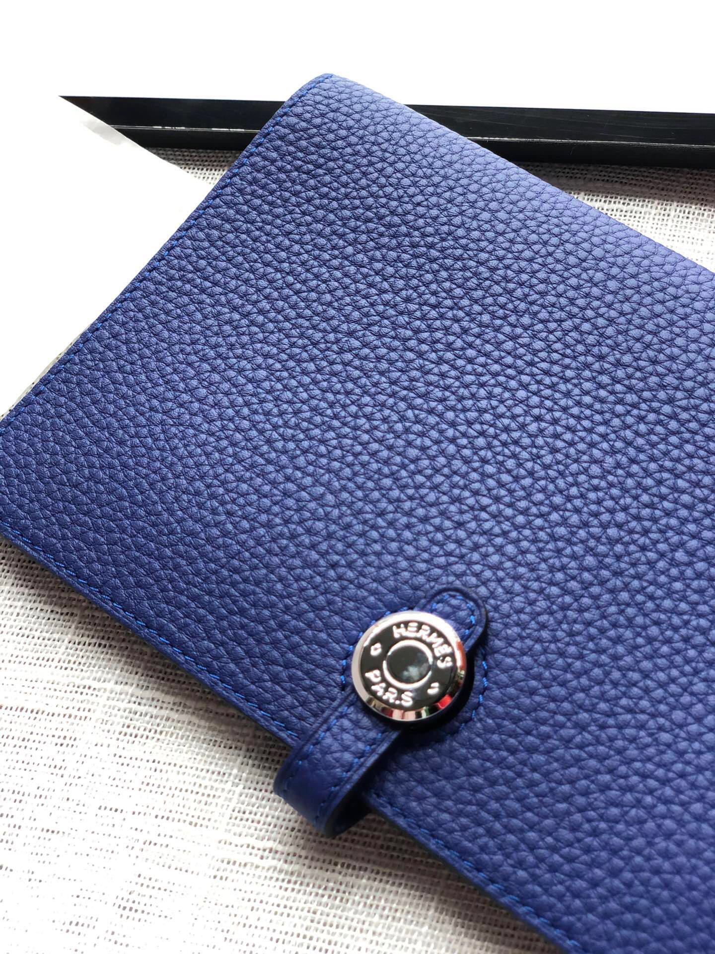 HERMES DOGON WALLET 20 AZURE CALFSKIN