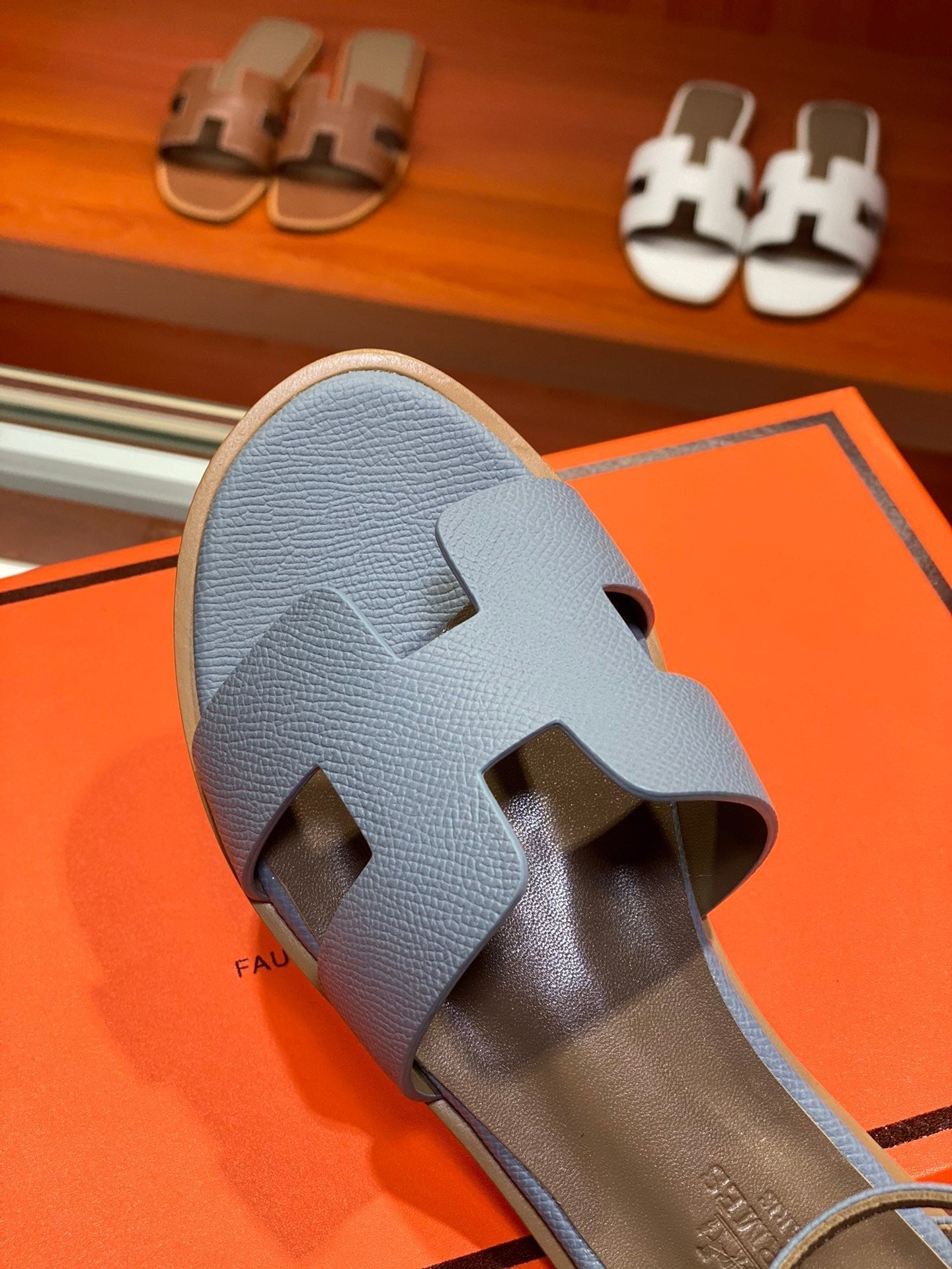 HERMES SANTORINI SANDAL SAPPHIRE CALFSKIN