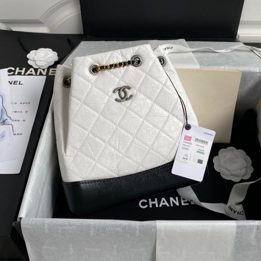 CHANEL GRABRIELLE SMALL 24 BACKPACK IN WHITE MIX BLACK CALFSKIN