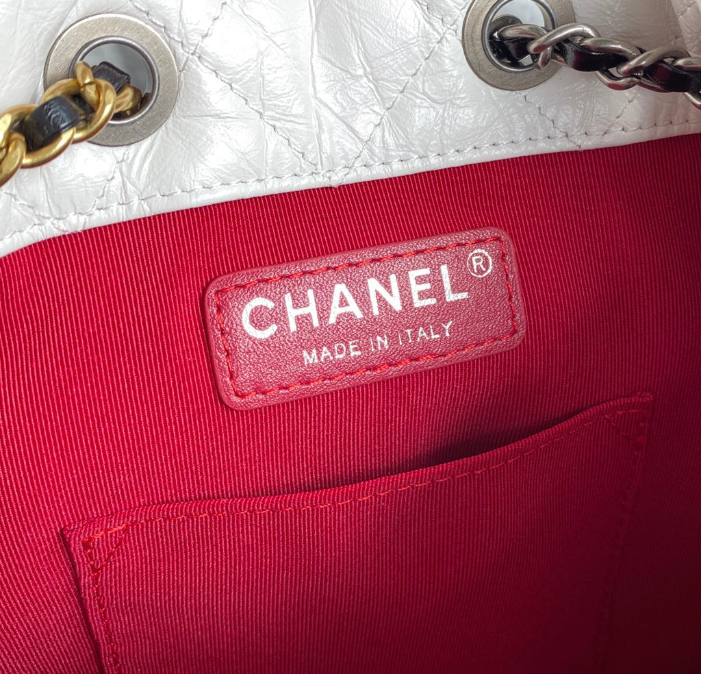 CHANEL GRABRIELLE SMALL 24 BACKPACK IN WHITE MIX BLACK CALFSKIN