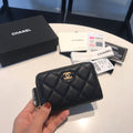 CHANEL ZIPPED CAVIAR PURSE 11 BLACK CALFSKIN GOLD ICON