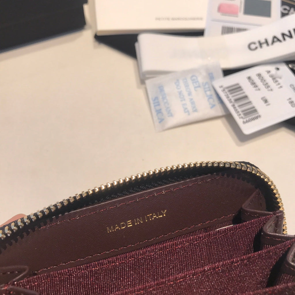 CHANEL ZIPPED CAVIAR PURSE 11 BLACK CALFSKIN GOLD ICON