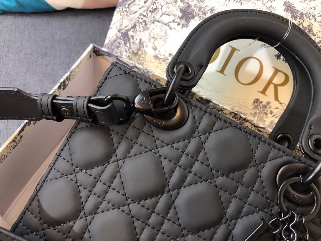 DIOR MEDIUM LADY 20 BAG IN BLACK CALFSKIN