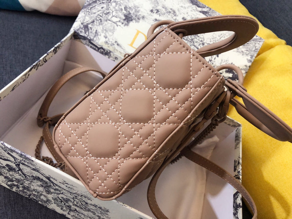 DIOR MINI LADY 17 BAG IN CAMEL BROWN CALFSKIN
