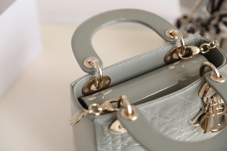 DIOR LADY 17 IN GRAY WITH CANNAGE PATTERN