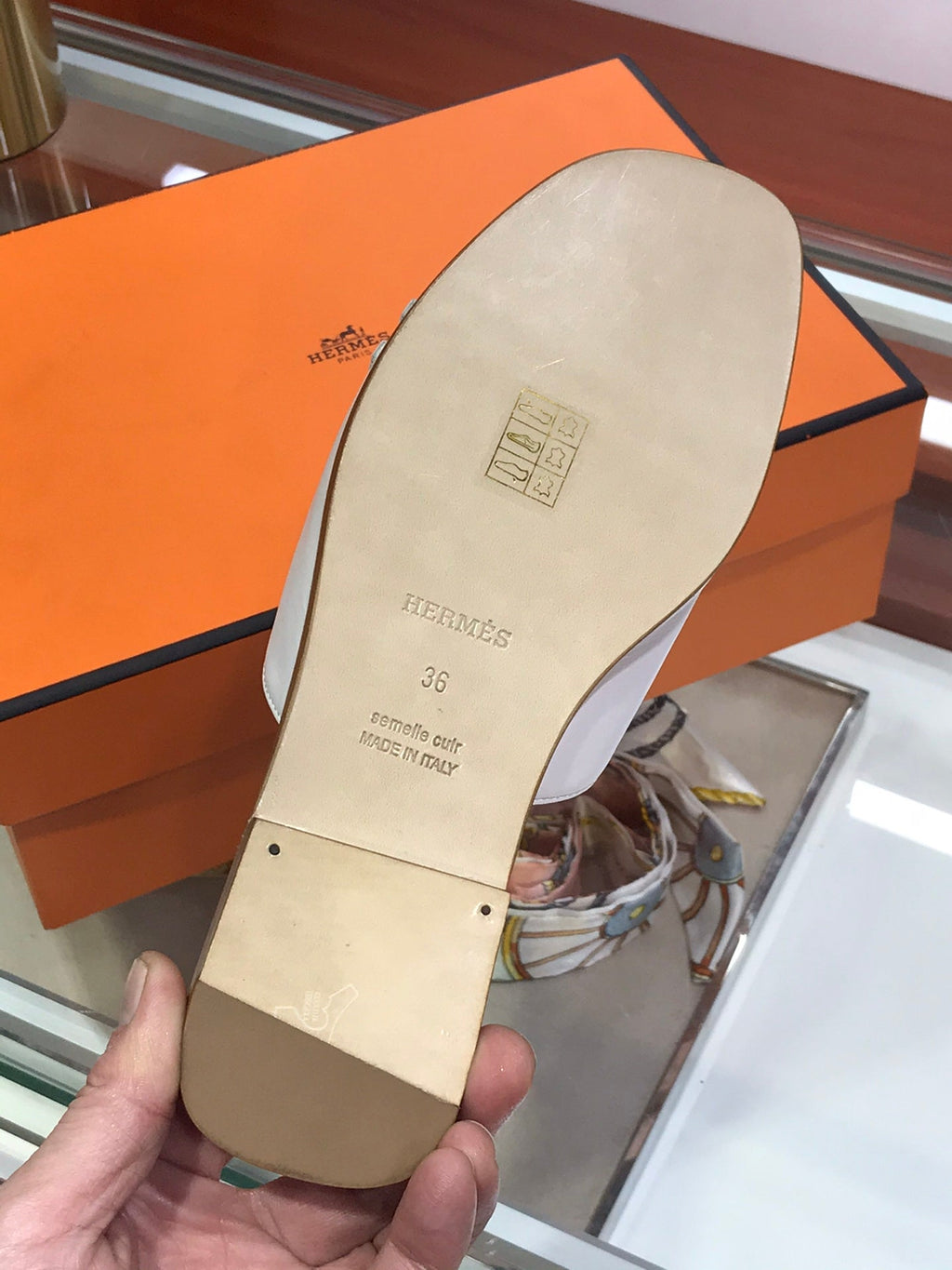 HERMES ROYAL SANDAL WHITE LAMBSKIN