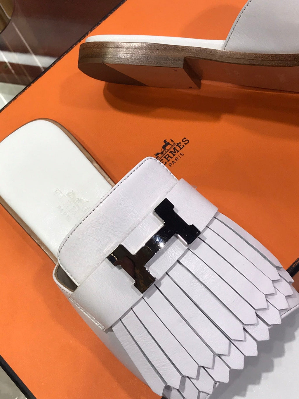 HERMES ROYAL SANDAL WHITE LAMBSKIN