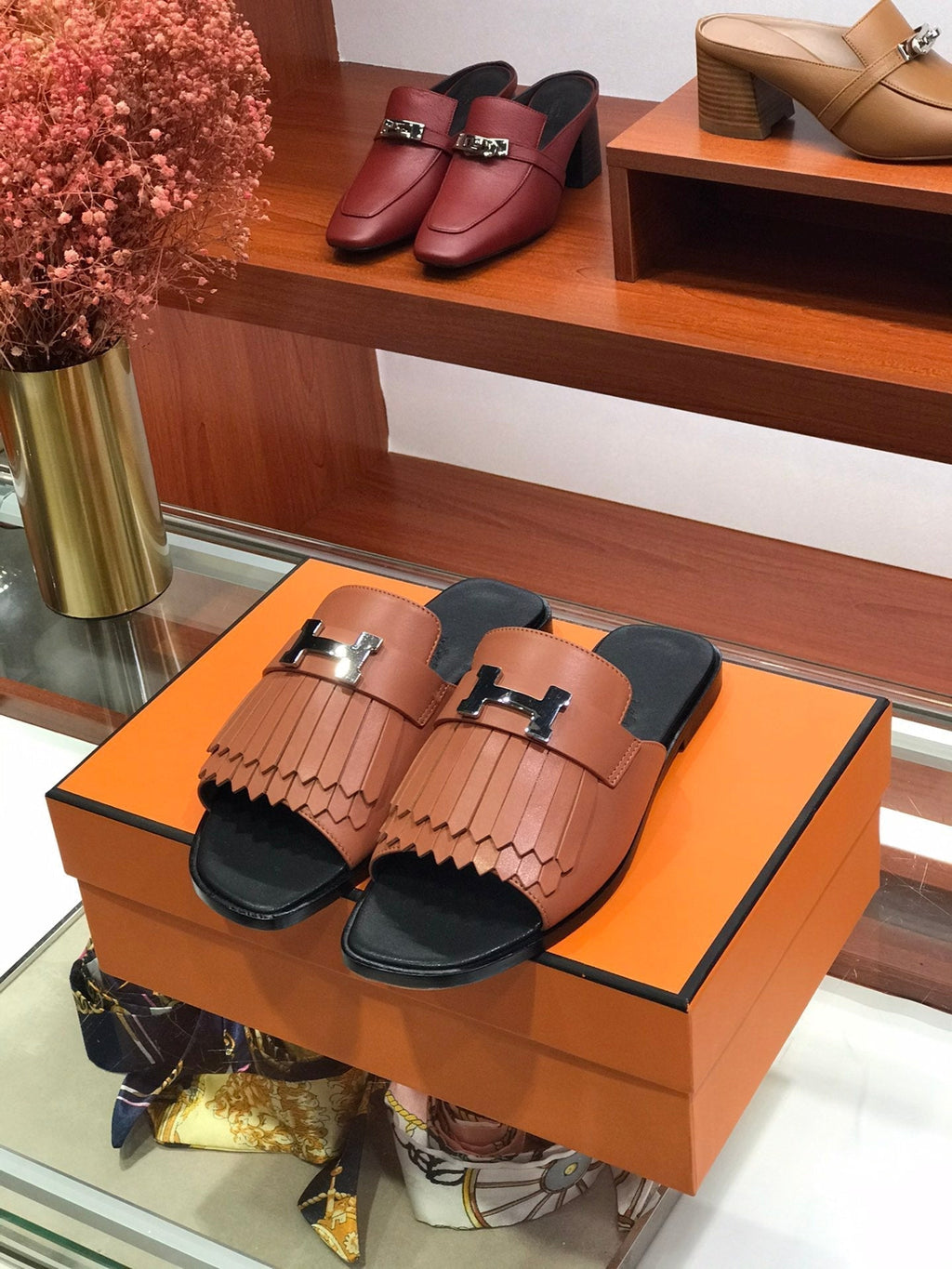 HERMES ROYAL SANDAL CHESTNUT LAMBSKIN