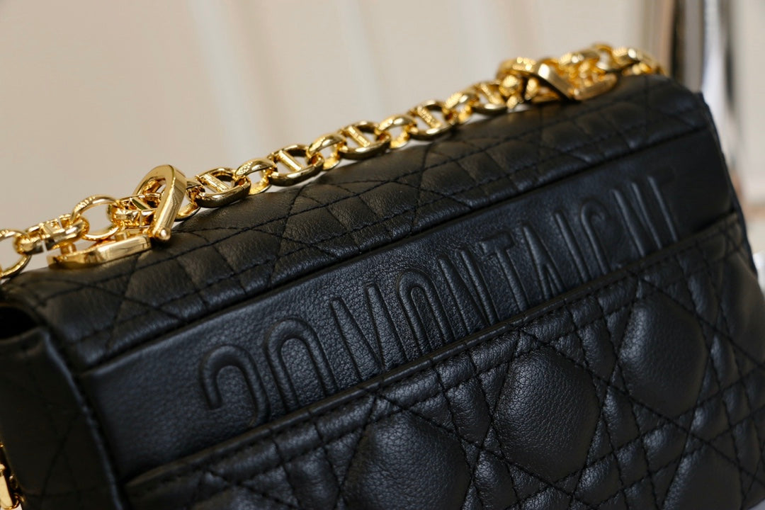DIOR CARO MINI BAG 20 IN BLACK CALFSKIN