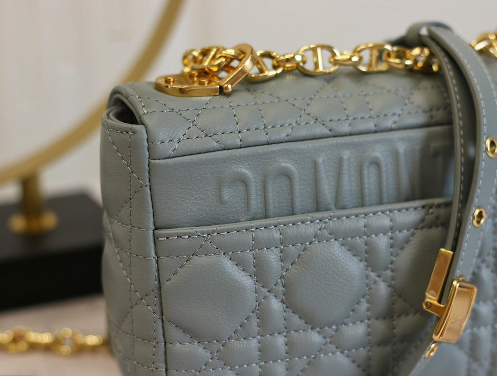 DIOR CARO MINI BAG 20 IN LIGHT BLUE CALFSKIN