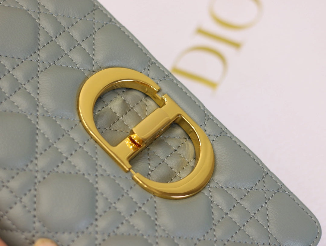 DIOR CARO MINI BAG 20 IN LIGHT BLUE CALFSKIN