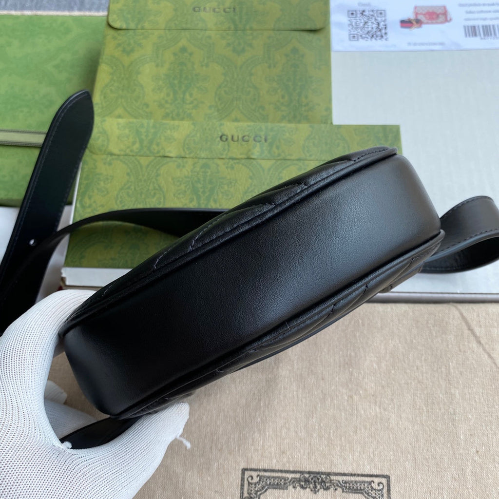 GUCCI MARMONT BELT BAG 18 IN BLACK CALFSKIN