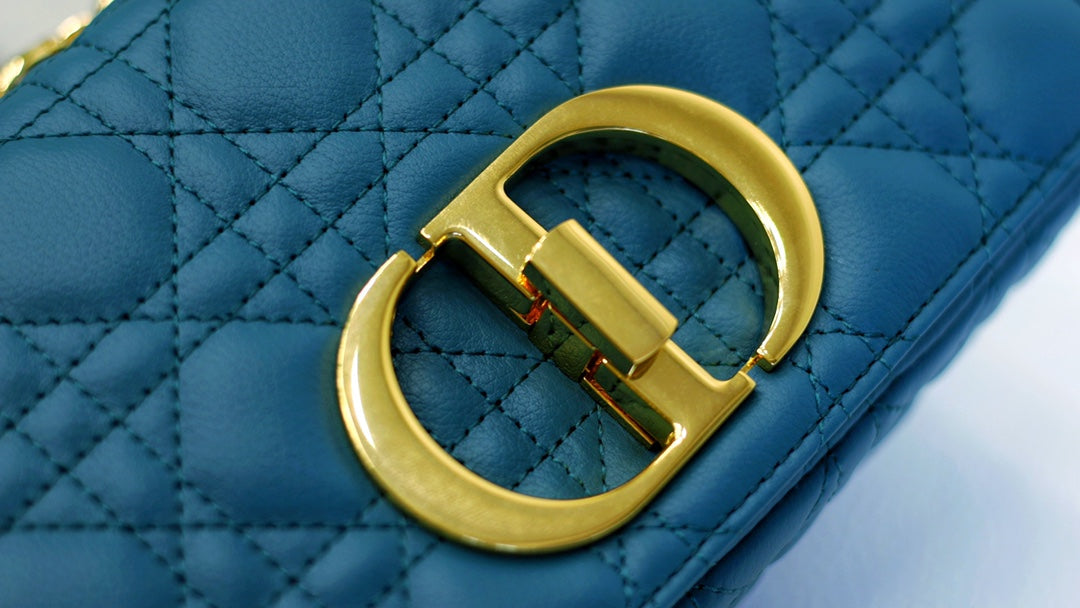 DIOR CARO MINI BAG 20 IN COBALT BLUE CALFSKIN
