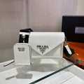 PRADA ENVELOPE FLAP BAG 20 IN WHITE SAFFIANO LEATHER