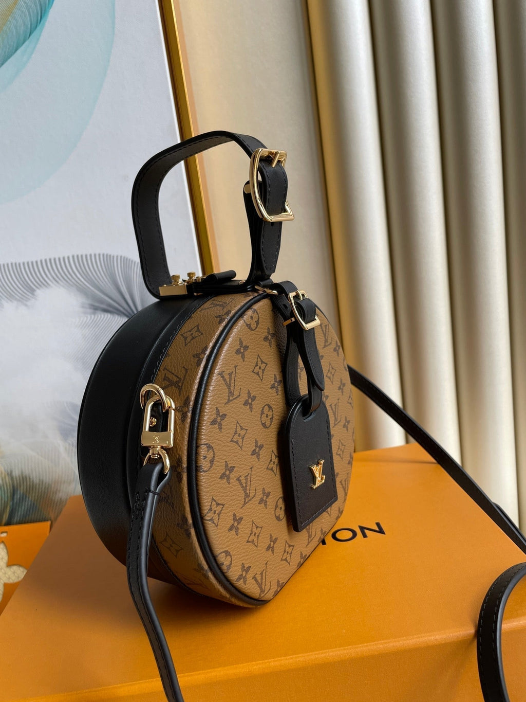LOUIS VUITTON LV 25S PETITE BOITE CHAPEAU 17 IN BLACK MONOGRAM REVERSE CALFSKIN