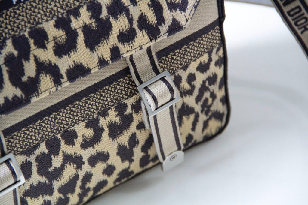 DIOR CAMP DOUBLE BUCKLE BAG 28 IN MIZZA BEIGE CANVAS