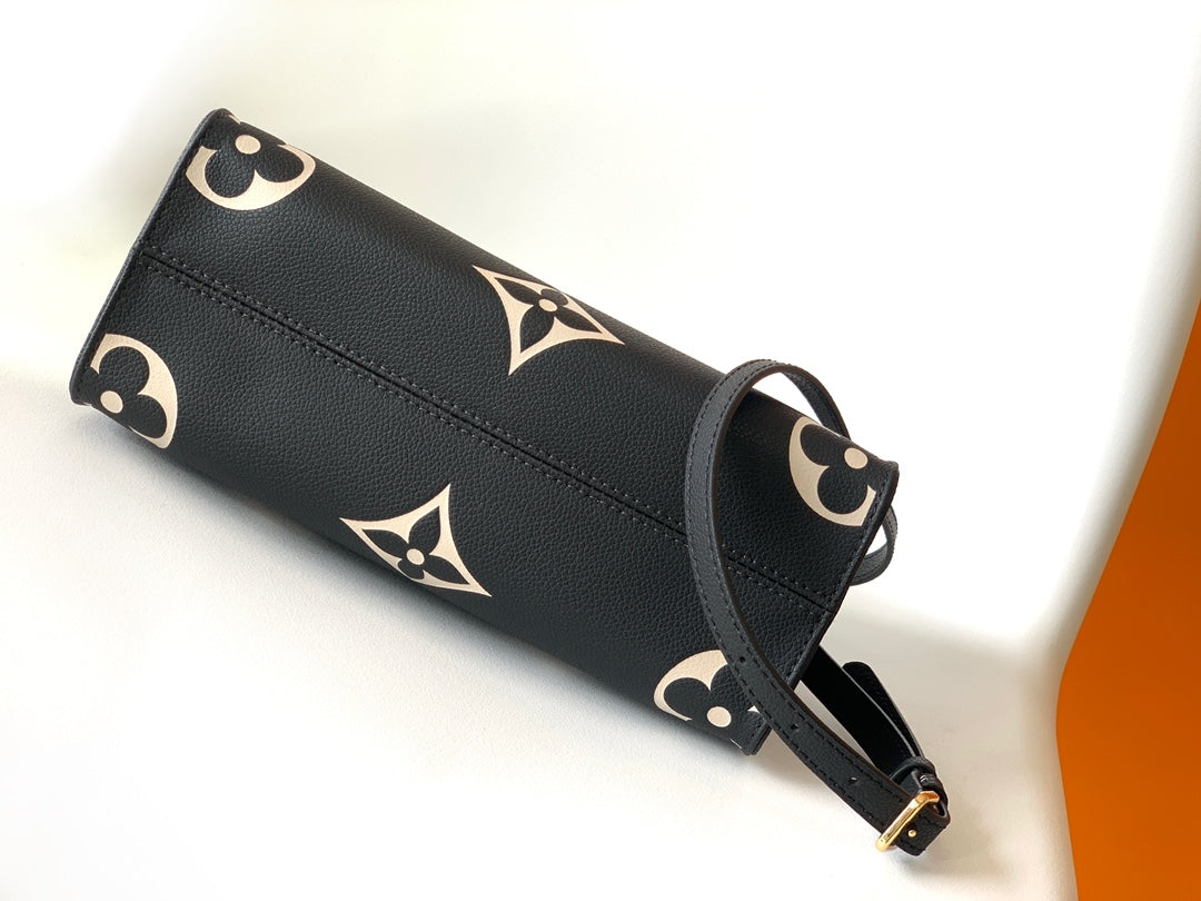 LOUIS VUITTON ONTHEGO TOTE 25 IN BLACK AND OFF WHITE MONOGRAM EMPREINTE