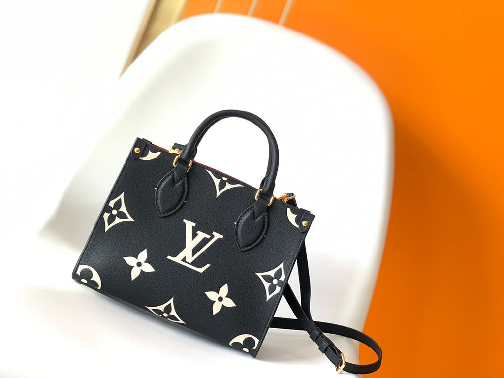 LOUIS VUITTON ONTHEGO TOTE 25 IN BLACK AND OFF WHITE MONOGRAM EMPREINTE