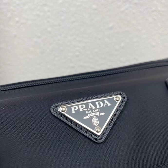PRADA SMALL 27 SHOULDER BAG IN BLACK RE-NYLON