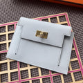 HERMES Kelly Pocket 13.5 Light Grey Epsom Ghw