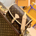 LOUIS VUITTON DIANE 27 IN BROWN MONOGRAM COATED CANVAS AND CALFSKIN