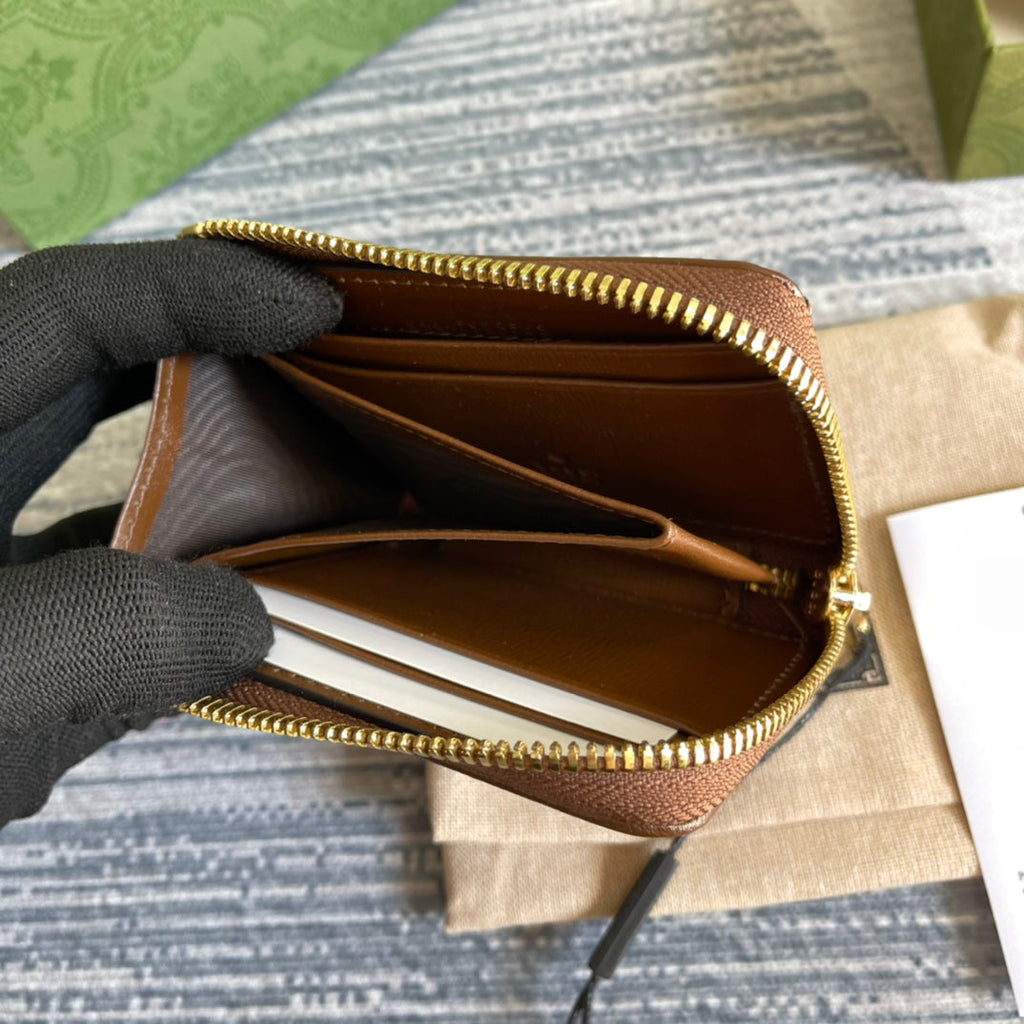 GUCCI HORSEBIT 1955 MINI 11 WALLET BEIGE AND EBONY CANVAS