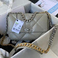 CHANEL MEDIUM 26 FLAP BAG IN LIGHT GREY LAMBSKIN