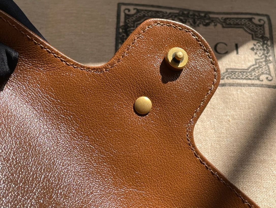 GUCCI MARMONT MINI 16 BAG IN CINNAMON BROWN CALFSKIN