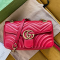 GUCCI MARMONT MATELASSÉ LARGE 26 BAG RED PINK CALFSKIN