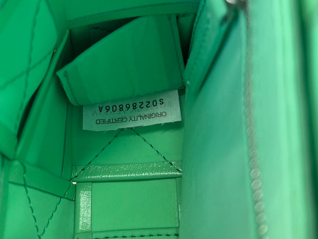 BOTTEGA VENETA SMALL CASSETTE 23 IN LIGHT GREEN CALFSKIN