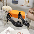 HERMES PREMIERE 70 SANDAL IN BLACK CALFSKIN