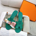 HERMES 0asis Sandal Epsom Calfskin Teal Blue