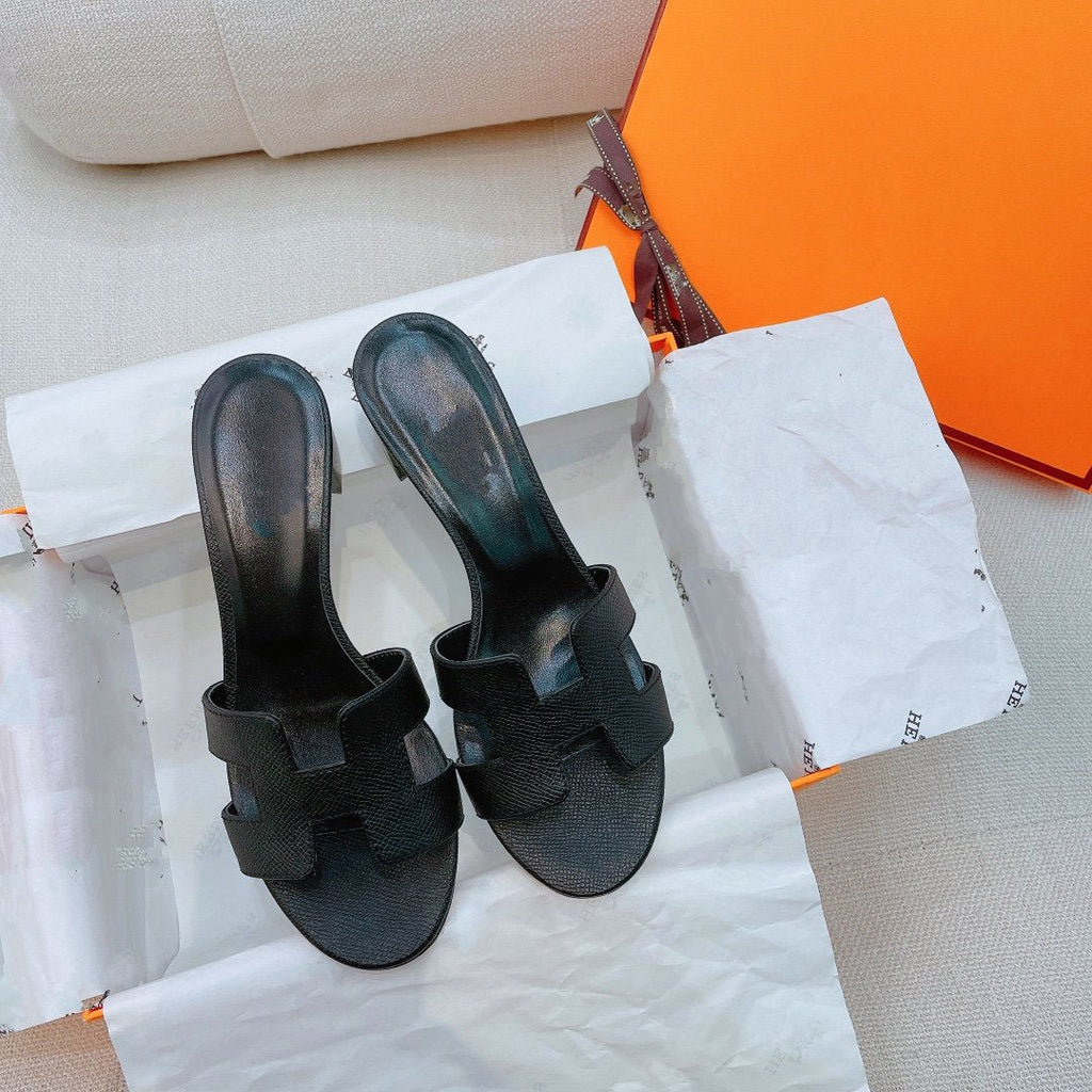 HERMES 0asis Sandal Epsom Calfskin Black