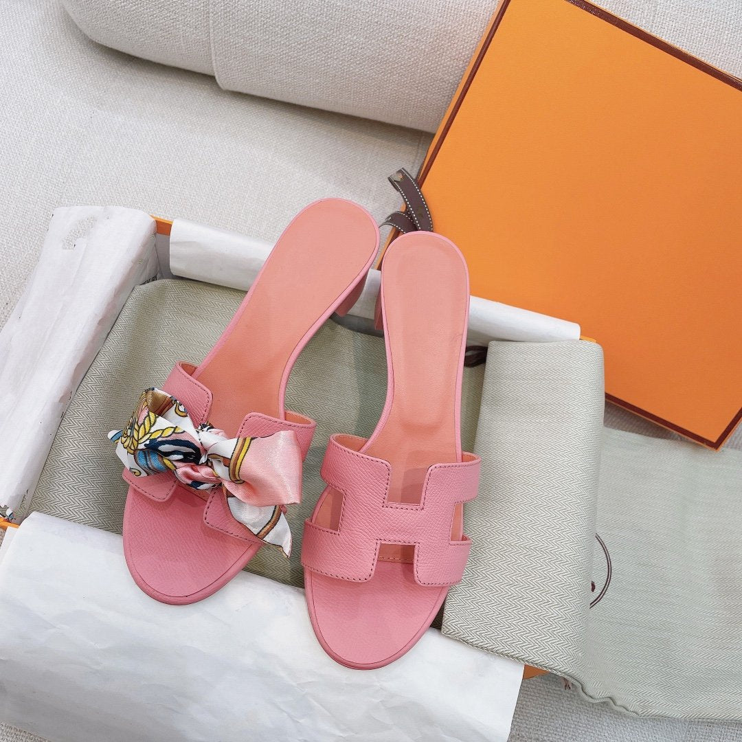 HERMES 0asis Sandal Epsom Calfskin Rose