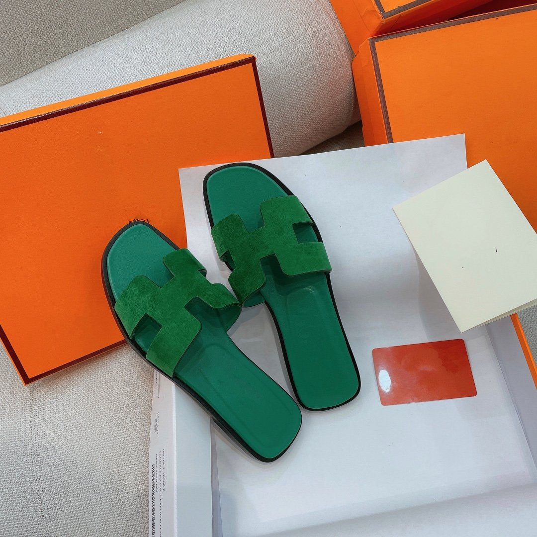 HERMES 0ran Sandal Ocean Leather/Suede