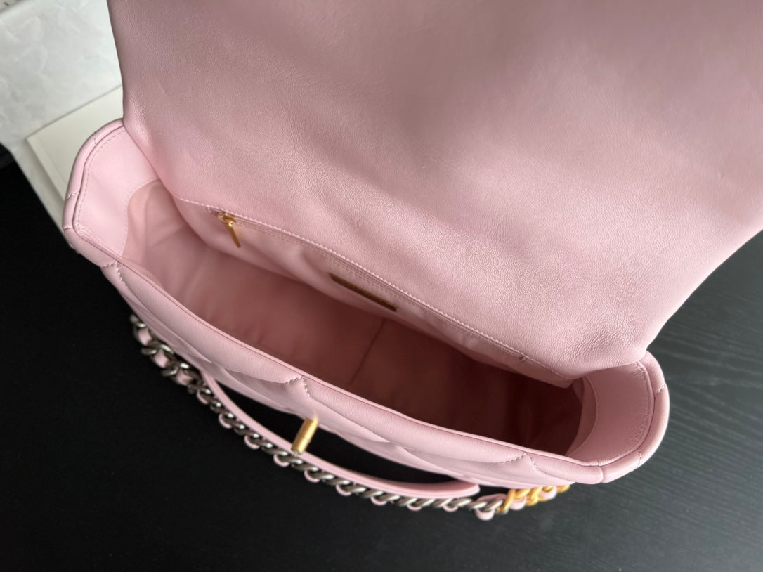 CHANEL 19 FLAP BAG 30 PINK GOATSKIN