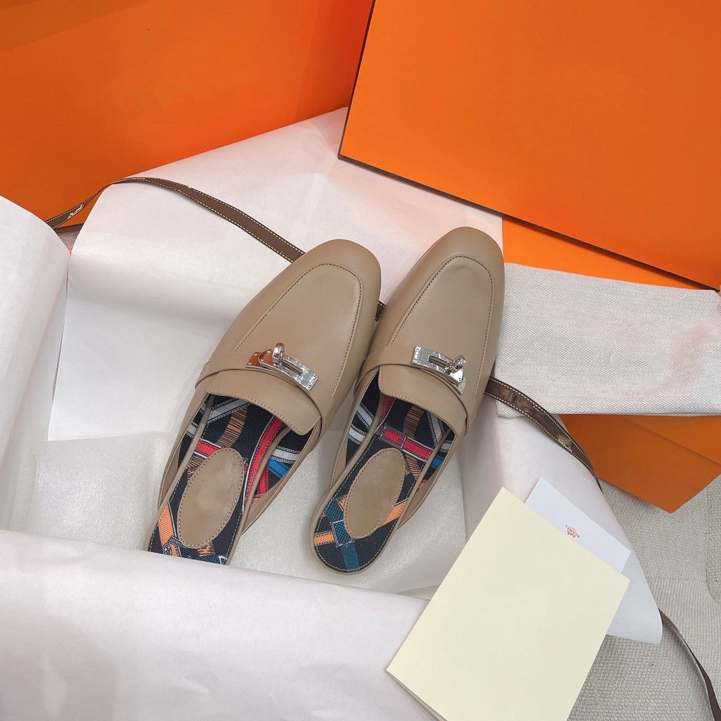 HERMES 0Z Mule Brown Calfskin