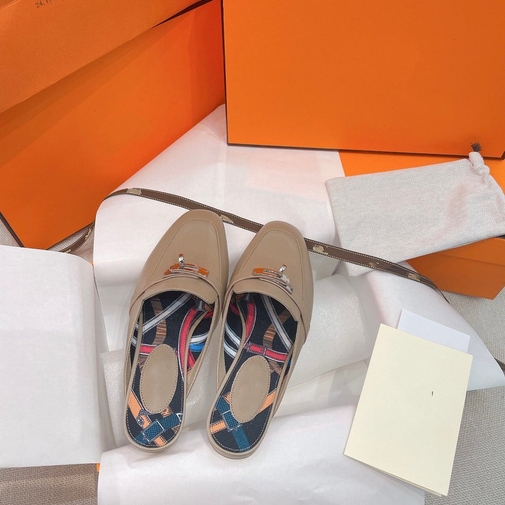 HERMES 0Z Mule Brown Calfskin