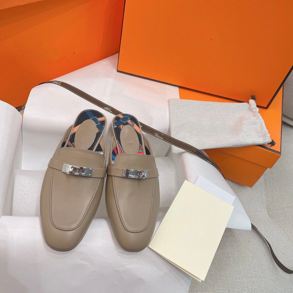 HERMES 0Z Mule Brown Calfskin