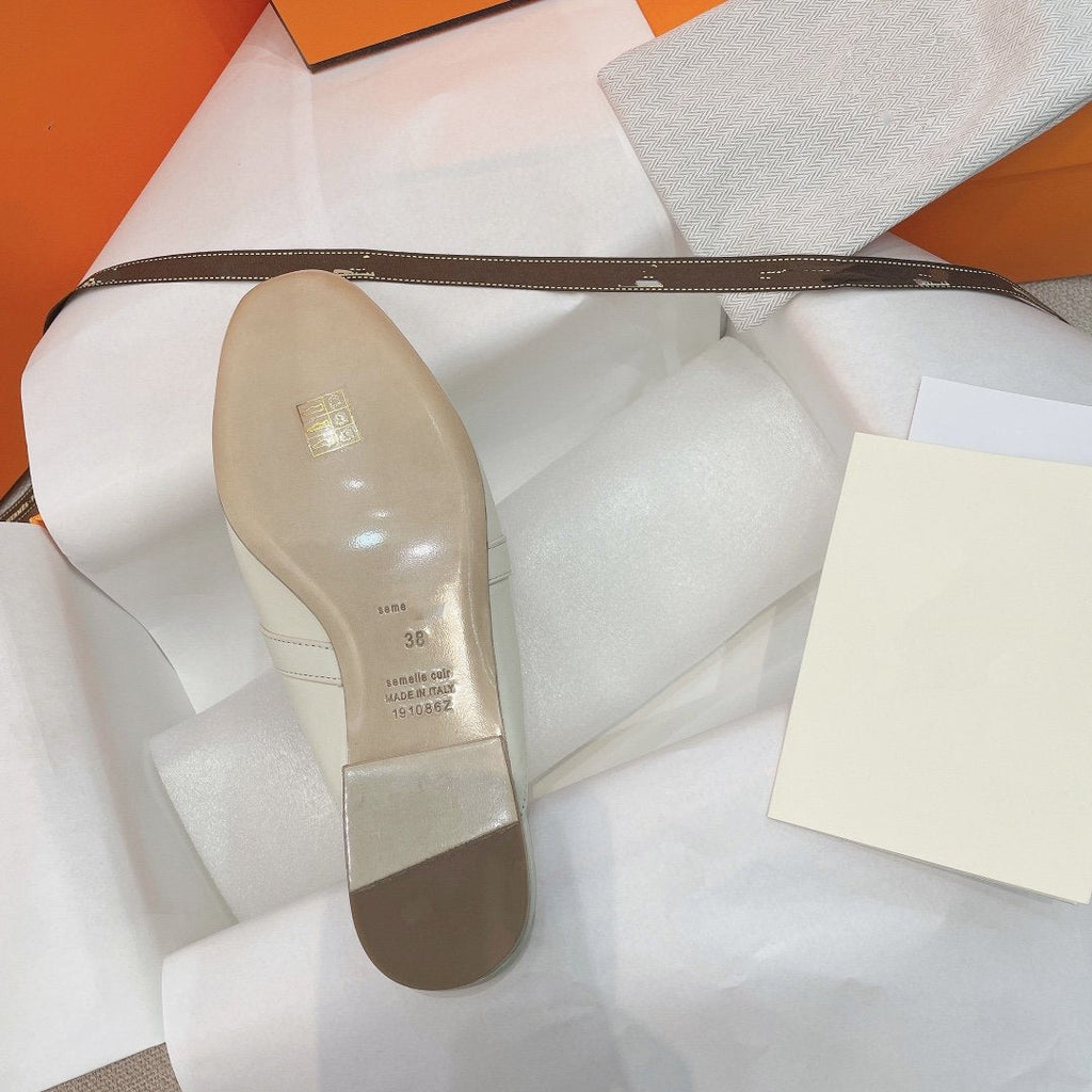 HERMES 0Z Mule White Calfskin