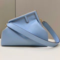 FENDI FIRST SMALL 32 IN LIGHT BLUE NAPPA LEATHER BAG GOLD HARDWARE