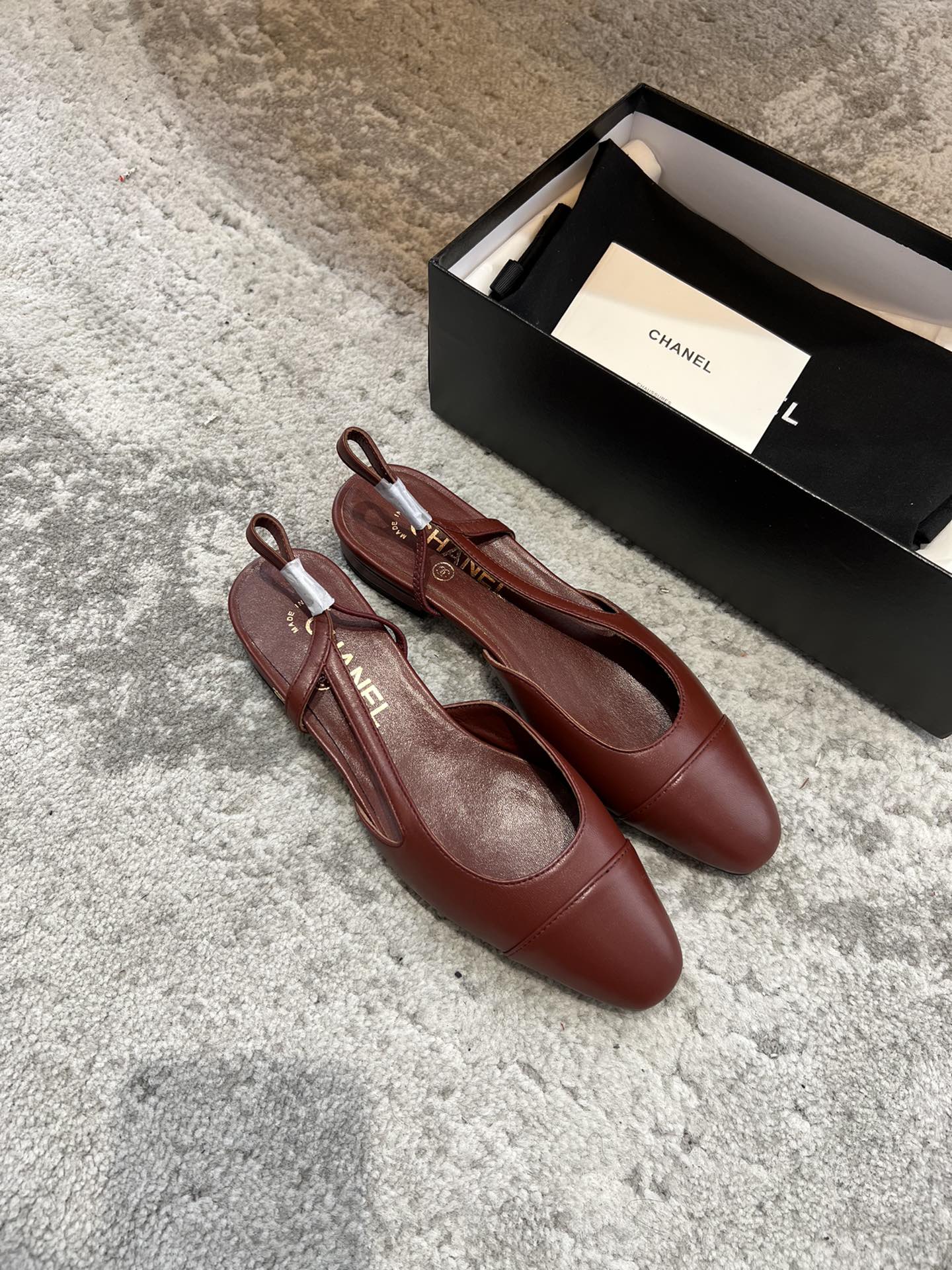 CHANEL SLINGBACKS WINE RED CALFSKIN