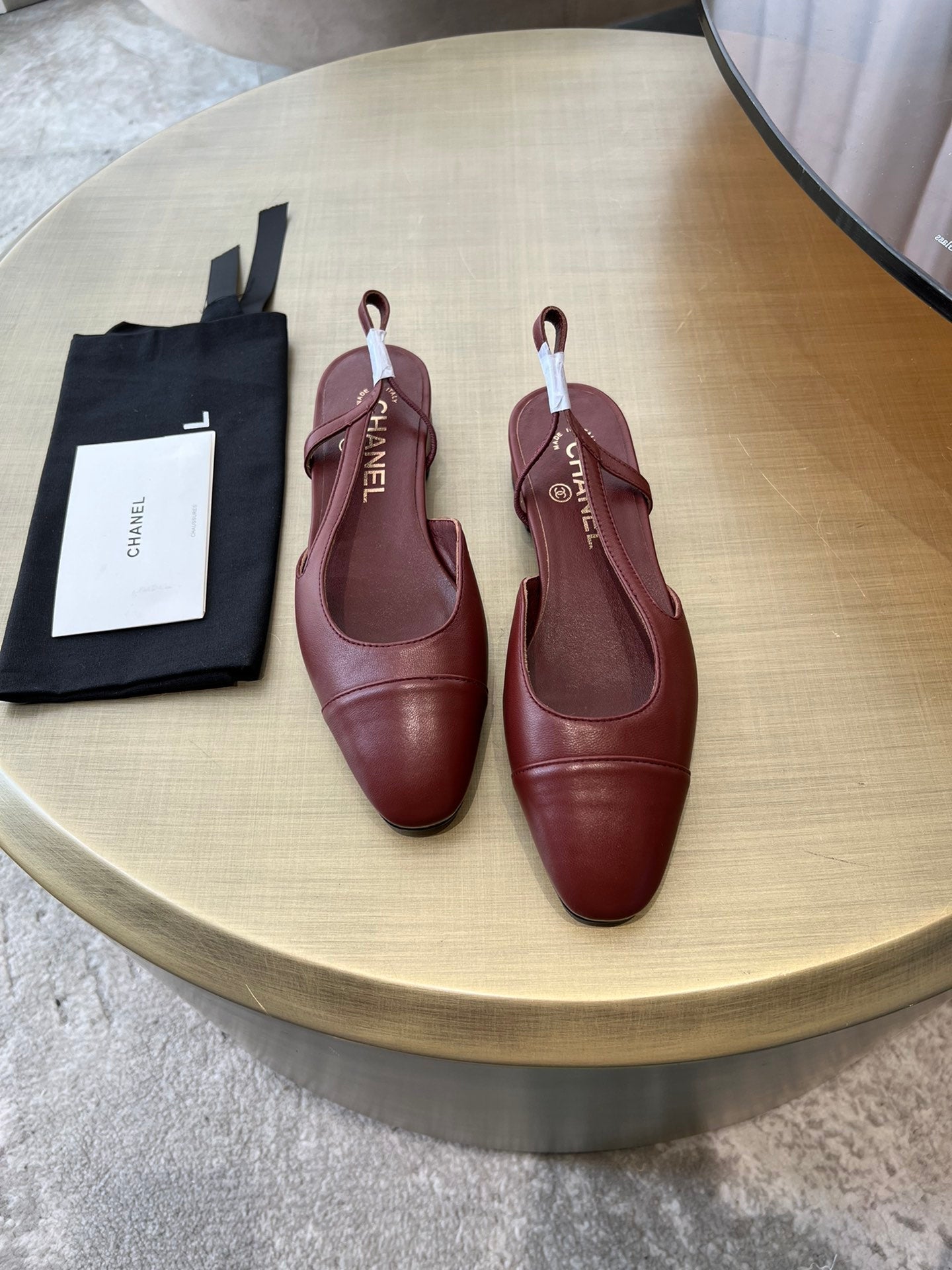 CHANEL SLINGBACKS WINE RED CALFSKIN