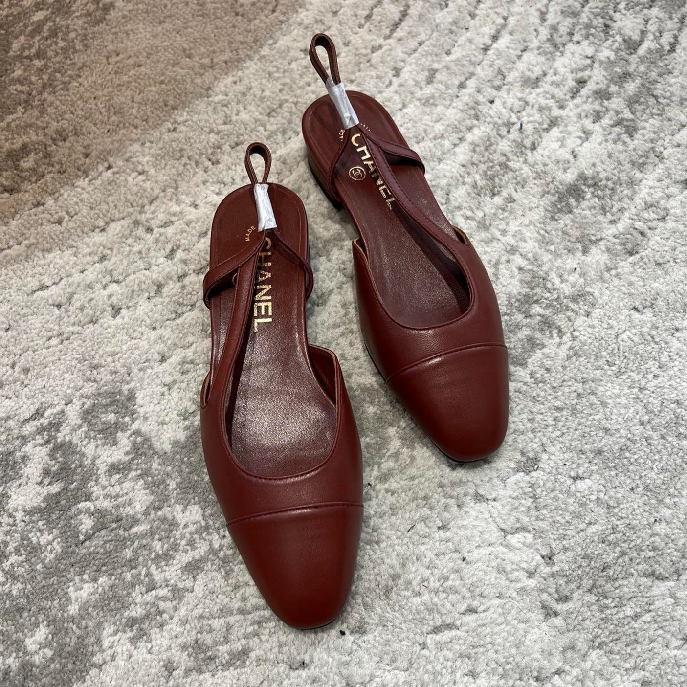 CHANEL SLINGBACKS WINE RED CALFSKIN