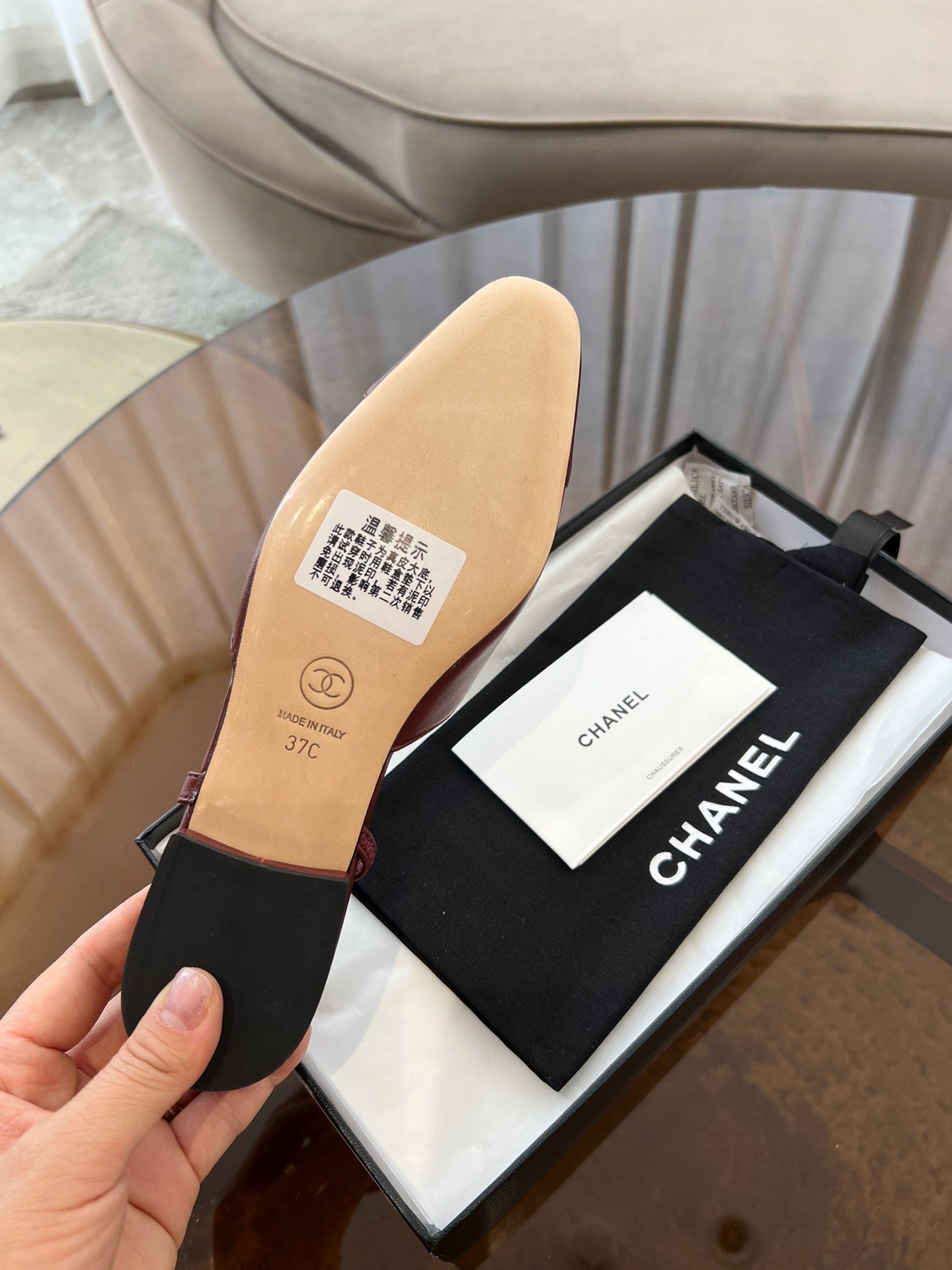 CHANEL SLINGBACKS WINE RED CALFSKIN