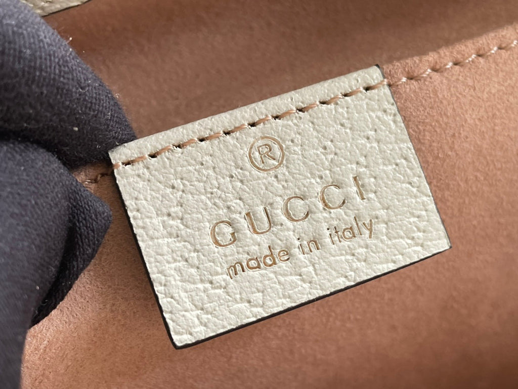 GUCCI OPHIDIA 24 TOTE IN BEIGE CANVAS AND WHITE CALFSKIN