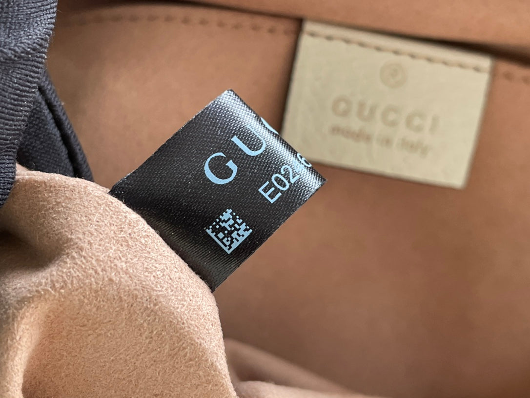 GUCCI OPHIDIA 24 TOTE IN BEIGE CANVAS AND WHITE CALFSKIN