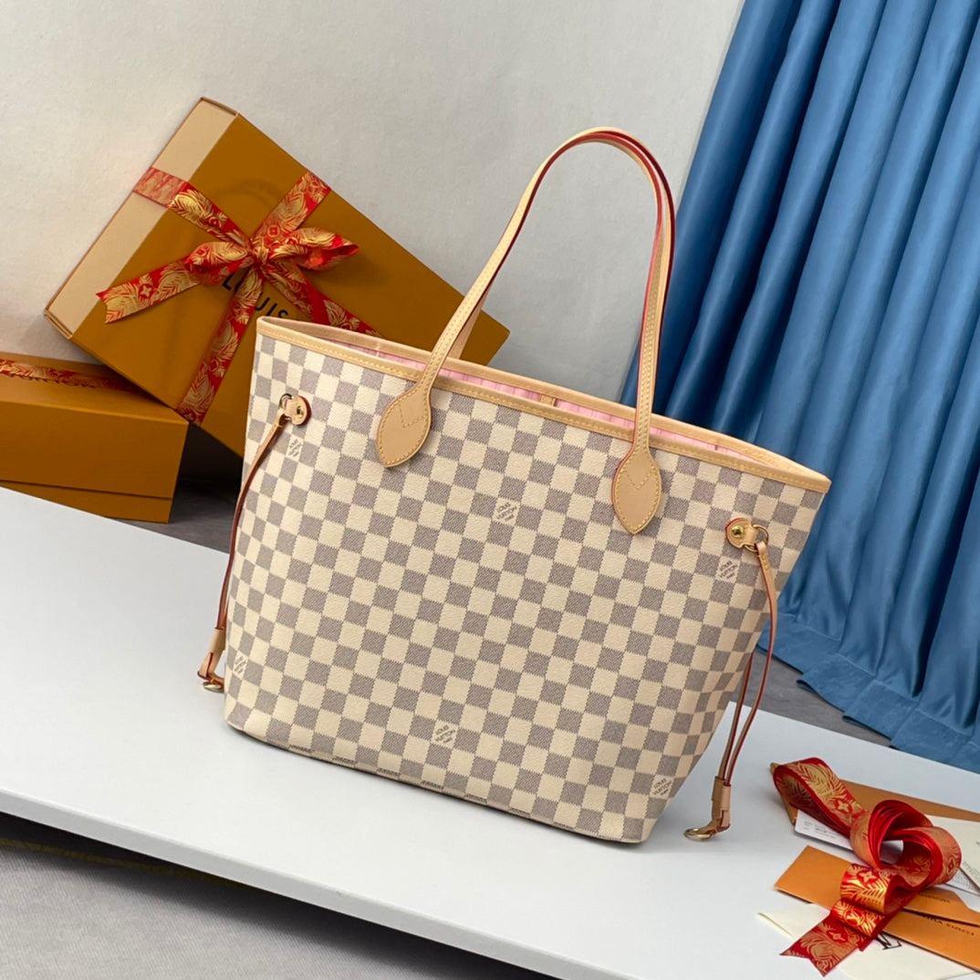 LOUIS VUITTON NEVERFULL MM 32 GREY CREAM DAMIER AZUR
